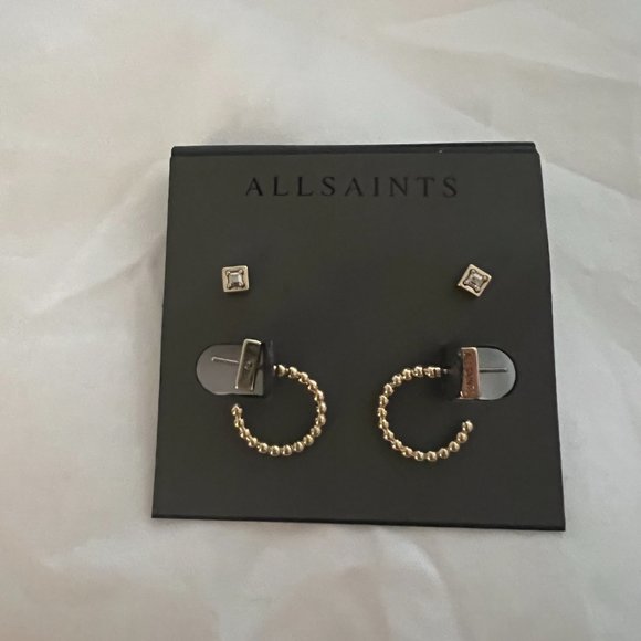 ALLSAINTS Square Stud & Huggie Earrings Set - Picture 8 of 8